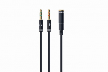 ADAPTER GEMBIRD mini JACK(F) DO 2x3.5 miniJACK(M) czarny 0,2M 