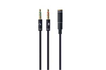 ADAPTER GEMBIRD mini JACK(F) DO 2x3.5 miniJACK(M) czarny 0,2M 