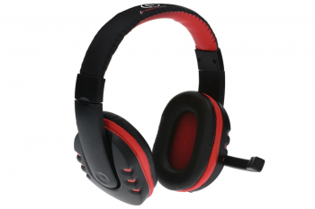 SŁUCHAWKI REBELTEC ROHAN, Z MIKROFONEM, 2X MINI JACK 3,5MM (IN/OUT) BLACK/RED 